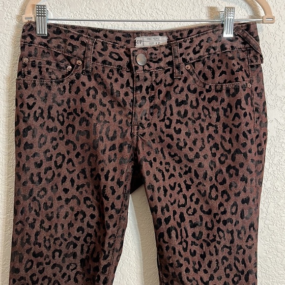 Free People Denim - Free People leopard flocked skinny jeans. EUC Sz. 27